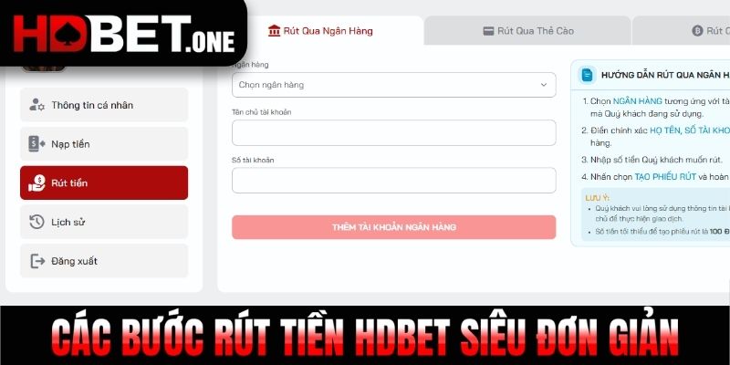 Các bước rút tiền HDBET siêu đơn giản