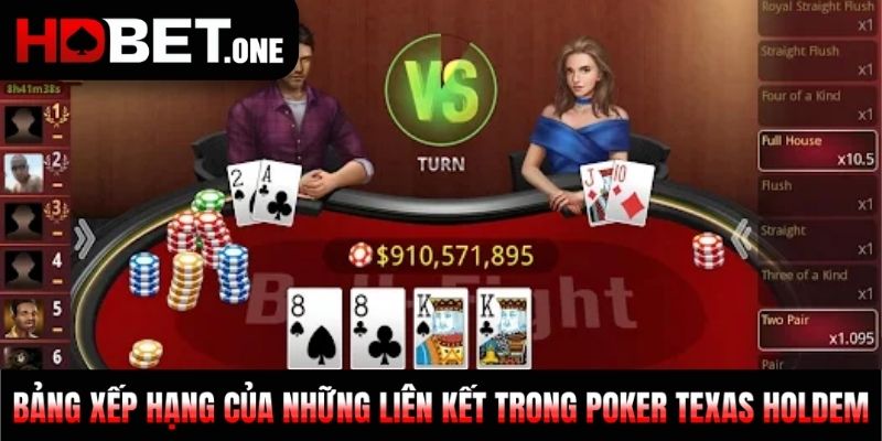 Bảng xếp hạng của những liên kết trong Poker Texas Holdem