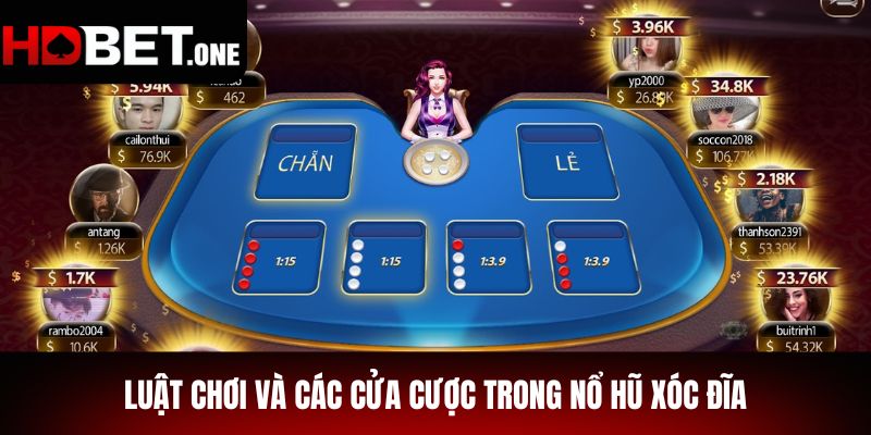 Luật chơi và các cửa cược trong Nổ Hũ Xóc Đĩa